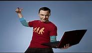 Sheldon with laptop meme template