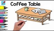 How to Draw a Coffee Table Real Easy - Easy Step by Step - Spoken Instructions