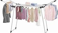 Clothes Drying Rack, Gullwing Laundry Rack, Collapsible, Space-Saving Laundry Rack, with Sock Clips, for Clothes, Towels, Linens, Indoor/Outdoor