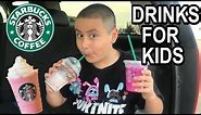 STARBUCKS KIDS DRINKS FROM THE SECRET MENU |TRYING FOR THE FIRST TIME|