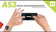 Samsung Galaxy A53 official glass screen protector installation and review