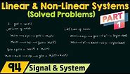 Linear and Non-Linear Systems (Solved Problems) | Part 1