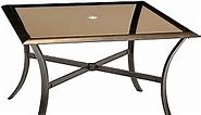 Hanover Traditions 42" Square Glass Top Table for Outdoor Dining Set, Cast Aluminum Frames, Bronze Finish, All-Weather Outdoor Dining Table for 6