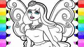 Barbie Coloring Pages | How to Draw and Color Fairy Barbie Coloring Book for Kids