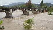 The Serio River Swollen After Heavy Rains. Province Of Bergamo, Northern Italy Free Stock Video Footage Download Clips Water