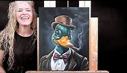 DAPPER DUCK-Learn How to Draw and Paint with Acrylics-Easy Beginner Acrylic Painting Tutorial