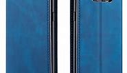 QLTYPRI Samsung Galaxy S8 Plus Case, Premium PU Leather Cover TPU Bumper with Card Holder Kickstand Hidden Magnetic Adsorption Shockproof Flip Wallet Case for Samsung Galaxy S8 Plus - Blue