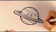How to Draw a Cartoon Planet Saturn