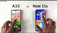SAMSUNG A33 5G vs Redmi Note 11s 5G - SPEED TEST