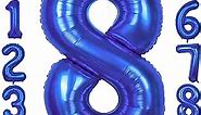 Giant, Dark Blue Number 8 Balloon 40 Inch Number 8 Balloon Blue for Happy 8th Birthday Decorations | Mylar Green 8 Balloon Number for 8th birthday decorations boy Blue Number 8 Foil Balloon