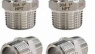 4PCS Hex Nipple 1" Male x 1" Male Pipe Fittings, 304 Stainless Steel 1 inch NPT Male Threaded Pipe Adapter Fittings Equal Nipples Connectors, Male Straight Connector Pipe Fitting