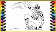 Coloring Spiderman with Captain America Shield | Marvel Superhero Coloring Page | Coloring Sheet