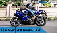 2018 Yamaha R15 V3 - 0-100 km/hr [VBOX] | MotorBeam