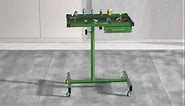 Rolling Tool Table with Drawer, Heavy Duty Tear Down Work Table, Adjustable Mobile Tray Table with Wheels for Garage and Warehouse, 220 lb Capacity. Green