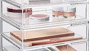 STORi Chloe 4 Drawer Clear Makeup Organizer | Sort Cosmetics and Beauty Supplies | Set Includes Two Stackable Double Drawer Units | Made in USA