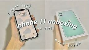 iphone 11 aesthetic unboxing asmr 🌷 in 2021 mint green + camera test
