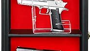 HOROW 2 Handgun Pistol Revolver Gun Display Case Wall Mount Lockable Black Felt Wood Cabinet w/ 98% UV Protection Acrylic Clear Door Gun Shadow Box Stand Rack Holder