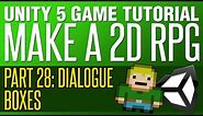 Unity RPG Tutorial #28 Dialogue Boxes