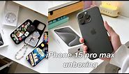 iPhone 15 Pro Max Black Titanium aesthetic unboxing + accessories