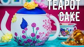How to Make a TEAPOT CAKE fit for a MAD HATTER'S TEA PARTY! Chocolate Cake with SUGAR FLOWERS!