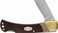 Old Timer 6OT Golden Bear Traditional Lockback Pocket Knife with 3.9in High Carbon Stainless Steel Clip Point Blade, Sawcut Handle, and Lanyard Hole for Hunting, Whittling, Camping, EDC, and Outdoors