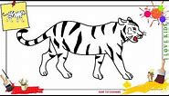 How to draw a tiger (white) EASY & SLOWLY step by step for beginners