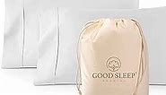 1000 TC White Standard Pillowcases Set of 2 100% Egyptian Cotton Pillow Cases with Long Staple Cotton & Sateen Weave, Silky Soft Hotel - Like Bed Pillow Covers for Comfy Sleeping, Snug Fit