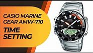 how to sat the time on casio marine gear amw-710 tutorial #watchservicebd