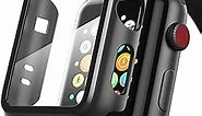 pzoz Compatible for Apple Watch Series 2 / Series 3 Case with Screen Protector 42mm Accessories Slim Guard Thin Bumper Full Coverage Matte Hard Cover Defense Edge for iWatch Women Men GPS (Black)