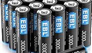 EBL Lithium AA Size Batteries 20 Pack, 3000mAh High Performance Constant Volt 1.5V AA Lithium Batteries (Non-Rechargeable Batteries) for High-Tech Devices