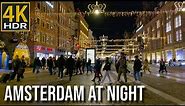 [4K HDR] Amsterdam at night 🇳🇱 Dam Square, Damrak, Amsterdam Centraal | November 2023