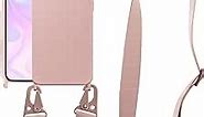 Compatible with iPhone 6 6S 7 8 Case, iPhone SE 3 2022/ iPhone SE 2 2020 Case with Lanyard Crossbody iPhone Case with Strap Adjustable Silicone Phone Cover for iPhone Pink Sand