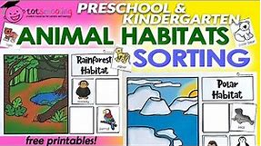 Animal Habitats Sorting - Free Printables by Totschooling