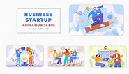 Business Startup Flat Character Animation Scene