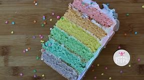 PASTEL RAINBOW CAKE WITH OMBRE FROSTING || Rainbow Cake
