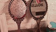 Jiuniu Handheld Mirror with Handle Vintage Compact for Personal Makeup Vanity Hand Held Mirror Tone Victorian Vanity Mirror