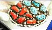 Vintage American Indian Belt buckle (Circa 1960) - Sterling, Coral, & Turquoise