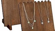Ikee Design Set of 2 Wood Necklace Jewelry Display Stand for 8 Necklaces, Necklace Display Holder, Wood Plank Necklace Display Stand, Jewelry Necklace Organizer, Brown Color