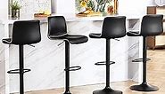 HeuGah Swivel Bar Stools Set of 4, Counter Height Bar Stools with Back, Adjustable Bar Stools 24" to 32", Black Faux Leather Bar Stools for Kitchen Island (Black, Set of 4 (24'' to 32''))
