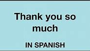 How To Say (Thank you so much) In Spanish