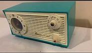 Cyan Turquoise 1957 Admiral Model 268 AM Vacuum Tube Alarm Clock Radio Rare Color! Sounds Great!
