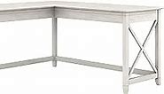 Bush Furniture Key West 60W Modern Farmhouse L Shaped Desk in Linen White Oak | 60-Inch Corner Table for Home Office