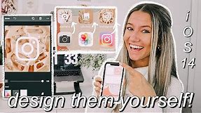 *iOS 14* how to design + create your own custom app icons for FREE on your phone! (QUICK AND EASY!)