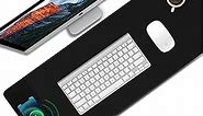 Wireless Charging Desk Mat - Desk Pad with Wireless Charging Mouse Pad Phone Charger - 15W Qi - iPhone 15 14 13 12 11 + Samsung - Extra Large XL 31.49"x11.81"- Officity