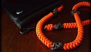 A two-strand wall knot sinnet paracord lanyard