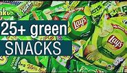 25+ GREEN snacks opening (sweets, salty, cakes, crackers, chips, candies & more!)