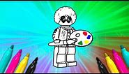 LEGO MARVEL Deadpool Bob Ross costume Coloring page