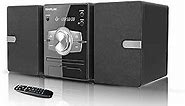 Home Stereo System with CD Player FM Radio Bluetooth AUX in/USB in, Earphone Jack, Remote Control, 30W HiFi Shelf Stereo System