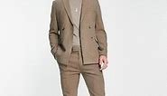 Topman super skinny herringbone suit in brown | ASOS