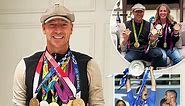 John Terry goes for gold posing with Charlotte Dujardin's six Olympic medals